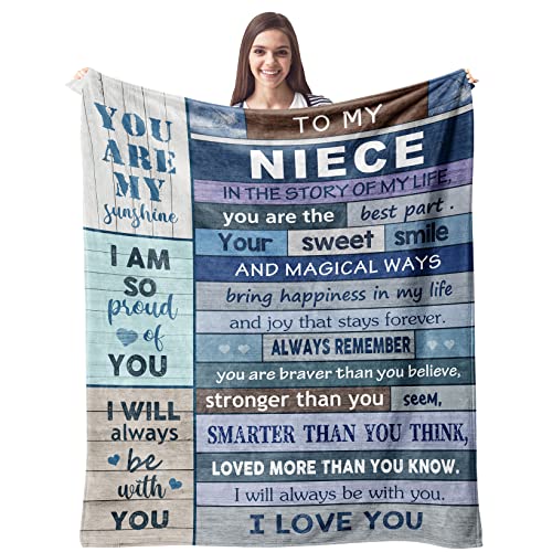 CUJUYO Niece Gifts from Auntie Blanket, Birthday Gifts for Niece from Uncle Throw Blanket 60"x50", Nieces Graduation Gift Ideas Blankets Throws, Niece Gifts from Aunt, Best Niece Gifts on Christmas