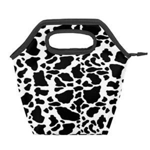 cow lunch box cow animal skin print insulated soft lunch bag mini cooler thermal meal tote bags with zipper for outdoor work school picnic travel