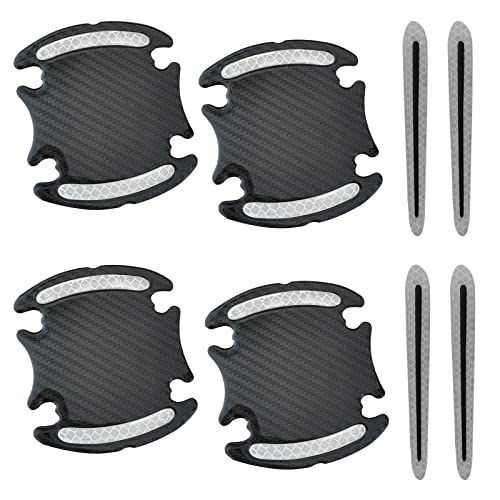8Pcs Universal 3D Car Door Handle Paint Scratch Protector, Reflective Stripe Stickers Anti-Scratch Car Outdoor Safety Warning Marker