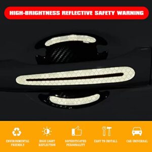 8Pcs Universal 3D Car Door Handle Paint Scratch Protector, Reflective Stripe Stickers Anti-Scratch Car Outdoor Safety Warning Marker