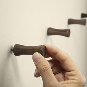 afooga hat hooks for wall wood wall hooks - 4 pack wooden wall hooks for hats - wood hooks wall mounted - wall coat hooks - wood hooks for hanging - small decorative wall hooks (natural walnut)
