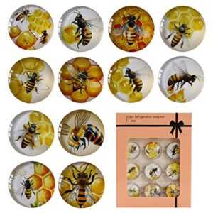 12pcs bumble bees refrigerator magnets crystal glass cute honey bee magnet gifts for baby shower theme decorations dry erase whiteboard fridge office kitchen decor