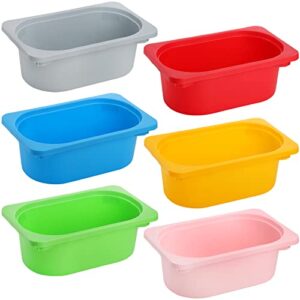 elsjoy set of 6 plastic storage bins, 11.5 x 7.5 x 4 organizer bins colorful small storage basket, stackable storage container set