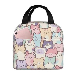 Giwawa Cartoon Cats Lunch Bag Colorful Animal Portable Insulated Lunchbox Reusable Cooler Tote Bag for School Office Work Picnic Beach