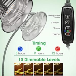 Briignite Grow Light, LED Grow Lights for Indoor Plants, Full Spectrum Plant Light, Grow Lamp with 3 Full Spectrum Modes, 10-Level Dimmable, Auto On Off Timing 3/9/12Hrs, Dual Heads