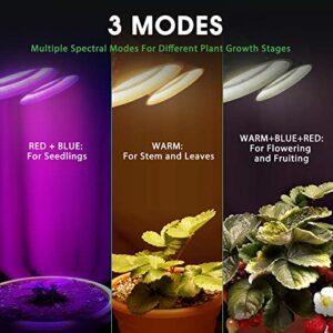 Briignite Grow Light, LED Grow Lights for Indoor Plants, Full Spectrum Plant Light, Grow Lamp with 3 Full Spectrum Modes, 10-Level Dimmable, Auto On Off Timing 3/9/12Hrs, Dual Heads