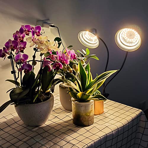 Briignite Grow Light, LED Grow Lights for Indoor Plants, Full Spectrum Plant Light, Grow Lamp with 3 Full Spectrum Modes, 10-Level Dimmable, Auto On Off Timing 3/9/12Hrs, Dual Heads