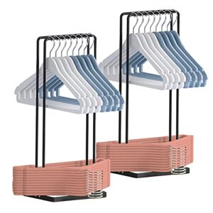 2 pack hanger organizer, kingdalux sturdy hanger stacker for laundry room closet dry cleaning room, portable hanger storage rack holder for adult hangers, holds up 200 wire clothes hangers