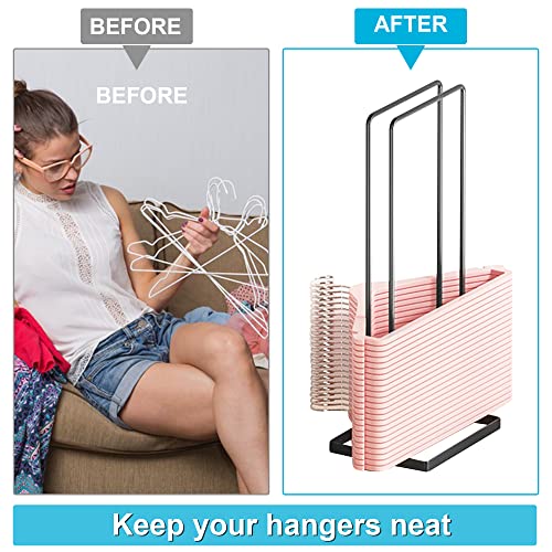 2 Pack Hanger Organizer, kingdalux Sturdy Hanger Stacker for Laundry Room Closet Dry Cleaning Room, Portable Hanger Storage Rack Holder for Adult Hangers, Holds up 200 Wire Clothes Hangers