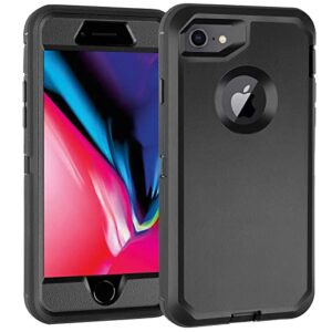 case for iphone 7/iphone 8 with screen protector [shockproof] [dropproof] [dust-proof], 3 in 1 full body rugged heavy duty case durable cover for iphone 7/8 4.7" black