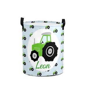 custom green tractors pattern laundry hamper personalized laundry basket with name storage basket with handle for bathroom living room bedroom