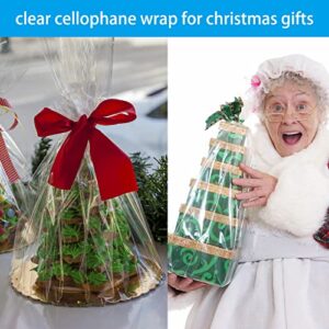 POPGIFTU Clear Cellophane Wrap Roll | Unfolded 34 Inches Wide X 148 Feet Long | 3 Mil Thicken Cellophane Roll for Baskets Gifts Flowers Food Safe Cello Rolls