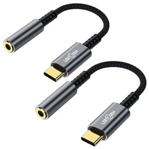 usb type c to 3.5mm female headphone jack adapter,(2-pack) lertosen usb c to aux audio dongle cable cord compatible with samsung galaxy s23 s22 s21 s20 ultra s10 note 20 10,pixel 6 5 4 3 2 xl,ipad pro