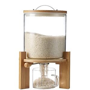 iytbilq glass cereal dispenser countertop with spout measuring cup sugar flour containers with lids airtight automatic rice container for kitchen pantry 5l capacity