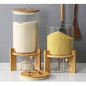 IYTBILQ Glass Cereal Dispenser Countertop with Spout Measuring Cup Sugar Flour Containers with Lids Airtight Automatic Rice Container for Kitchen Pantry 5L Capacity