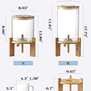 IYTBILQ Glass Cereal Dispenser Countertop with Spout Measuring Cup Sugar Flour Containers with Lids Airtight Automatic Rice Container for Kitchen Pantry 5L Capacity