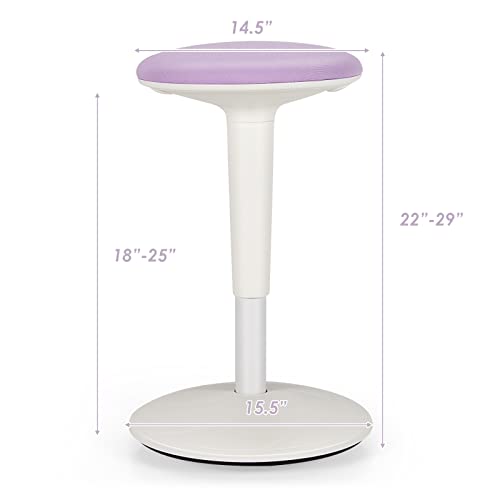 Giantex Wobble Stool Height-Adjustable Standing Desk Stool W/Swivel, Tilt Motion, Premium Airlift, Wiggle Chair for Flexible Seating, for Junior, Home, Office, School Active Chair (Violet+White)