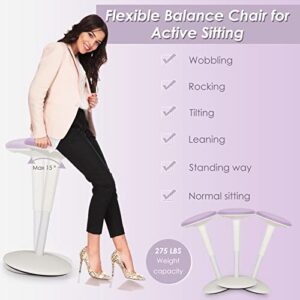 Giantex Wobble Stool Height-Adjustable Standing Desk Stool W/Swivel, Tilt Motion, Premium Airlift, Wiggle Chair for Flexible Seating, for Junior, Home, Office, School Active Chair (Violet+White)