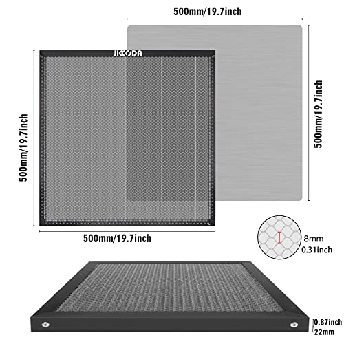 JICCODA Laser Cutter Honeycomb Working Panel Set,19.7x19.7x0.87inch Honeycomb Laser Bed for CO2 or Diode Laser Engraver Cutting Machine,Honeycomb Working Table with Aluminum Plate