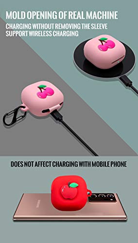 3D Fruit Headphones Case Compatible with Samsung Galaxy Buds Live(2020) Silicone Case with Lovely Accesories Kids Teens Girls Women Funny Kawaii Cover for Galaxy Buds Pro(2021) (Red Strawberry)