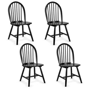 giantex set of 4 windsor chairs, wood dining chairs, french country armless spindle back dining chairs, farmhouse kitchen dining room chairs, black