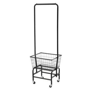 lusimo laundry basket with wheels and hanging rack rolling laundry cart garment rack with clothes hamper easy assembly black