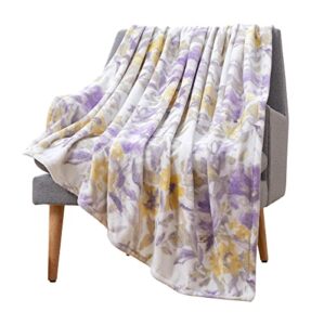 decorative mother's day floral throw blankets: soft plush lively rose accent for sofa couch chair bed or dorm (lilac multi)