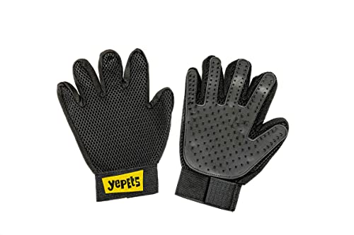 YEPETS 2 pcs Pet Hair Removing Kit - 1 Hair Remover Brush & 1 Pet Grooming Gloves (Black) - Perfect Design for Removing Dogs and Cats Hair