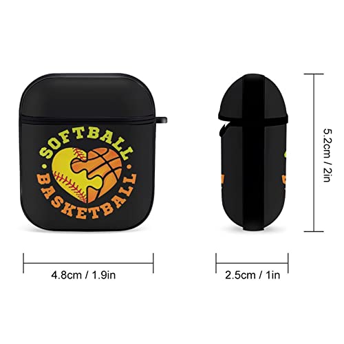 Softball Basketball Pattern Airpods Case for Apple Airpods 1&2 Case Portable Shockproof and Anti-Scratch Headphone Charging Case Protective Case with Keychain Chain Gift Unisex