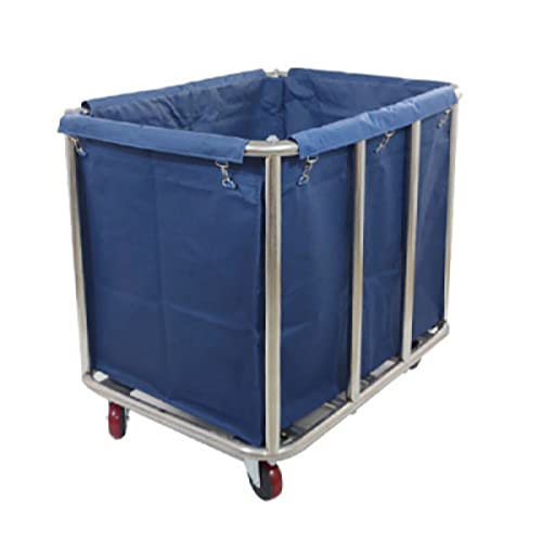 CXWAWSZ Laundry Cart on Wheels Commercial 12 Bushel Heavy Duty Laundry Cart Large Metal Industrial Laundry Baskets with Steel Frame and Waterproof Oxford Cloth, 300 Lbs Weight Capacity