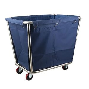 CXWAWSZ 10 Bushel Laundry Cart with Wheels Heavy Duty Home Laundry Cart Large Commercial Industrial Laundry Baskets with Steel Frame and Waterproof Oxford Cloth, 300 Lbs Weight Capacity