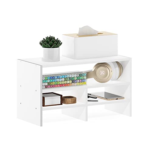 Furinno Hermite Desk Top Organizing Shelf Bookcase, White