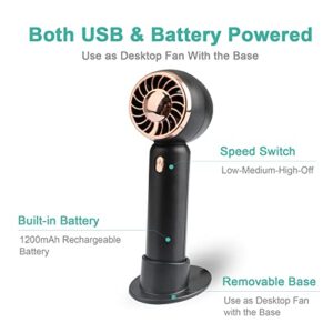 Portable Fan, Rechargeable Mini Handheld fan, Cute Design 3 Speed Personal Small Desk Fan with Base, Lightweight Makeup USB Fan for Stylish Girl Women Men Indoor Outdoor,suitable as a gift