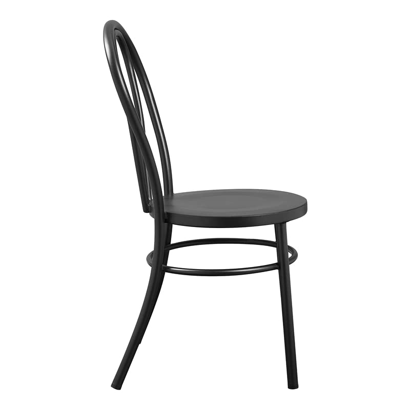 OSP Home Furnishings Odessa Cafe Bistro Metal Dining Chair 2-Pack, Matte Black Finish