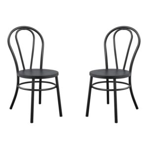 OSP Home Furnishings Odessa Cafe Bistro Metal Dining Chair 2-Pack, Matte Black Finish