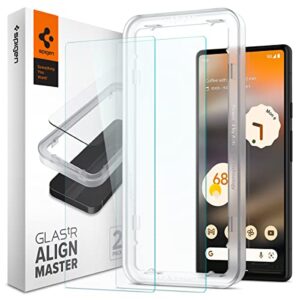 spigen tempered glass screen protector [glastr alignmaster] designed for pixel 6a (2022) - 2 pack