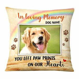 personalized dog memorial gifts in loving memory of dog pillow, custom photo dog memorial pillow, pet loss sympathy gifts for loss of dog, dog lovers, dog owners