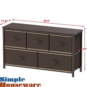 Simple Houseware Nightstands Dresser for Bedroom with 5 Storage Organizer Drawers, Brown