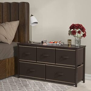 Simple Houseware Nightstands Dresser for Bedroom with 5 Storage Organizer Drawers, Brown