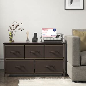 Simple Houseware Nightstands Dresser for Bedroom with 5 Storage Organizer Drawers, Brown