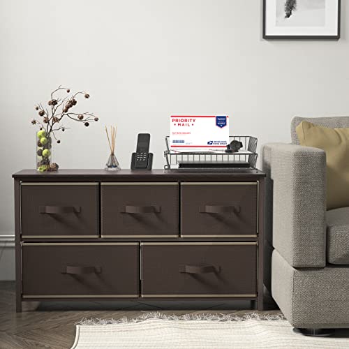 Simple Houseware Nightstands Dresser for Bedroom with 5 Storage Organizer Drawers, Brown