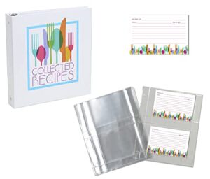 modern cuisine recipe organizer binder bundle with recipe cards and recipe card protectors