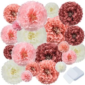 tissue paper flowers with gel pad multi color paper flowers dusty rose paper pom poms chrysanth flowers diy flower party decorations paper flower ball (classic color, 40 pcs)