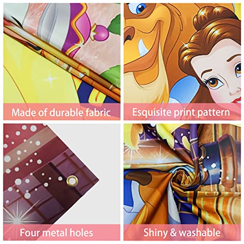 Beauty and The Beast Backdrop,7x5 FT Princess Belle Banner Princess Belle Background Beauty and The Beast Theme Birthday Party Backdrop Supplies & Decor for Girls