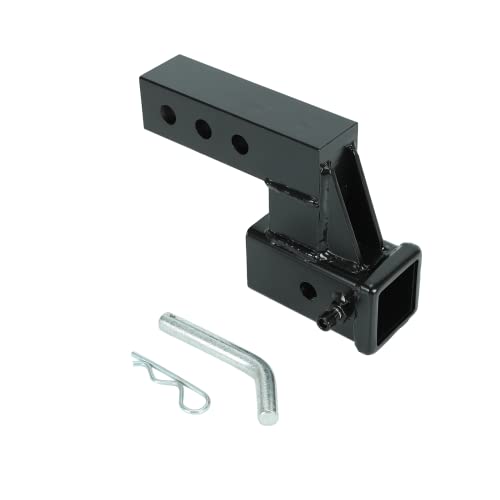 2" Hitch Receiver, Trailer Hitch Extender Riser Hitch Adapter with 4 inch Drop/Rise Attaches to Class 3 or 2 Hitch Receiver with Pin and Clip