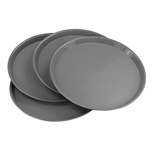 Innouse 4 Pack Food Service Tray Round, Waitress Tray Restaurant Drink Tray, Gray, R