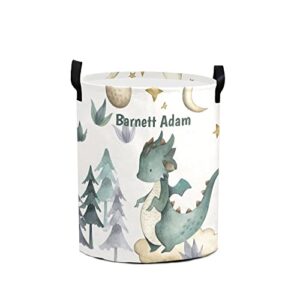 personalized laundry baskets bin, watercolor dragon animal laundry hamper with handles, collapsible waterproof clothes hamper, laundry bin, clothes toys storage basket for bedroom, bathroom, college dorm 50l