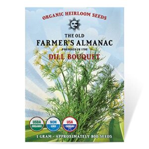 the old farmer's almanac organic dill (bouquet) seeds - approx 750 seeds - certified organic, non-gmo, open pollinated, heirloom, usa origin