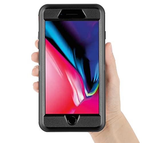for iPhone 8 Plus Case iPhone 7 Plus Case with Screen Protector [Shockproof] [Dropproof] [Dust-Proof] 3 in 1 Heavy Duty Protection Phone Cover for Apple iPhone 8 Plus & 7 Plus 5.5" Black