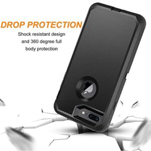 for iPhone 8 Plus Case iPhone 7 Plus Case with Screen Protector [Shockproof] [Dropproof] [Dust-Proof] 3 in 1 Heavy Duty Protection Phone Cover for Apple iPhone 8 Plus & 7 Plus 5.5" Black